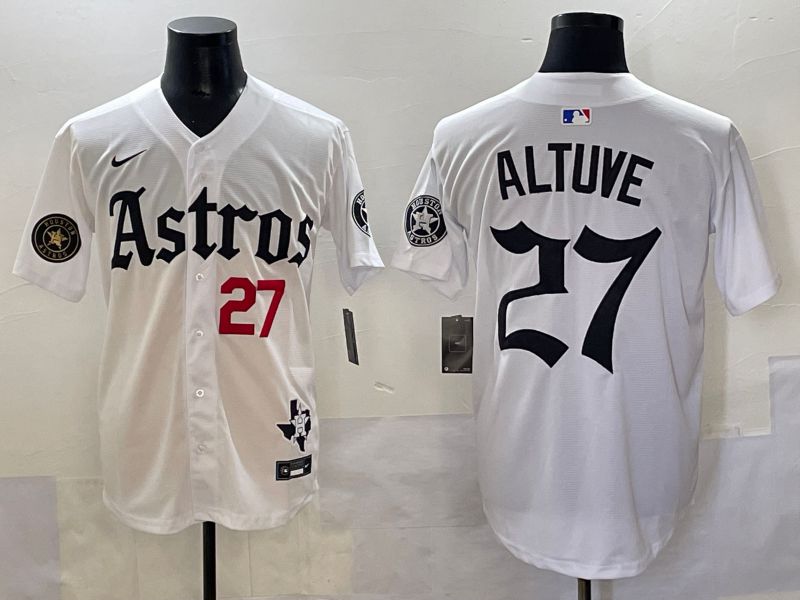 Men 2025 Houston Astros #27 Altuve White Five generations Joint Name Nike MLB Jersey style 8->chicago white sox->MLB Jersey
